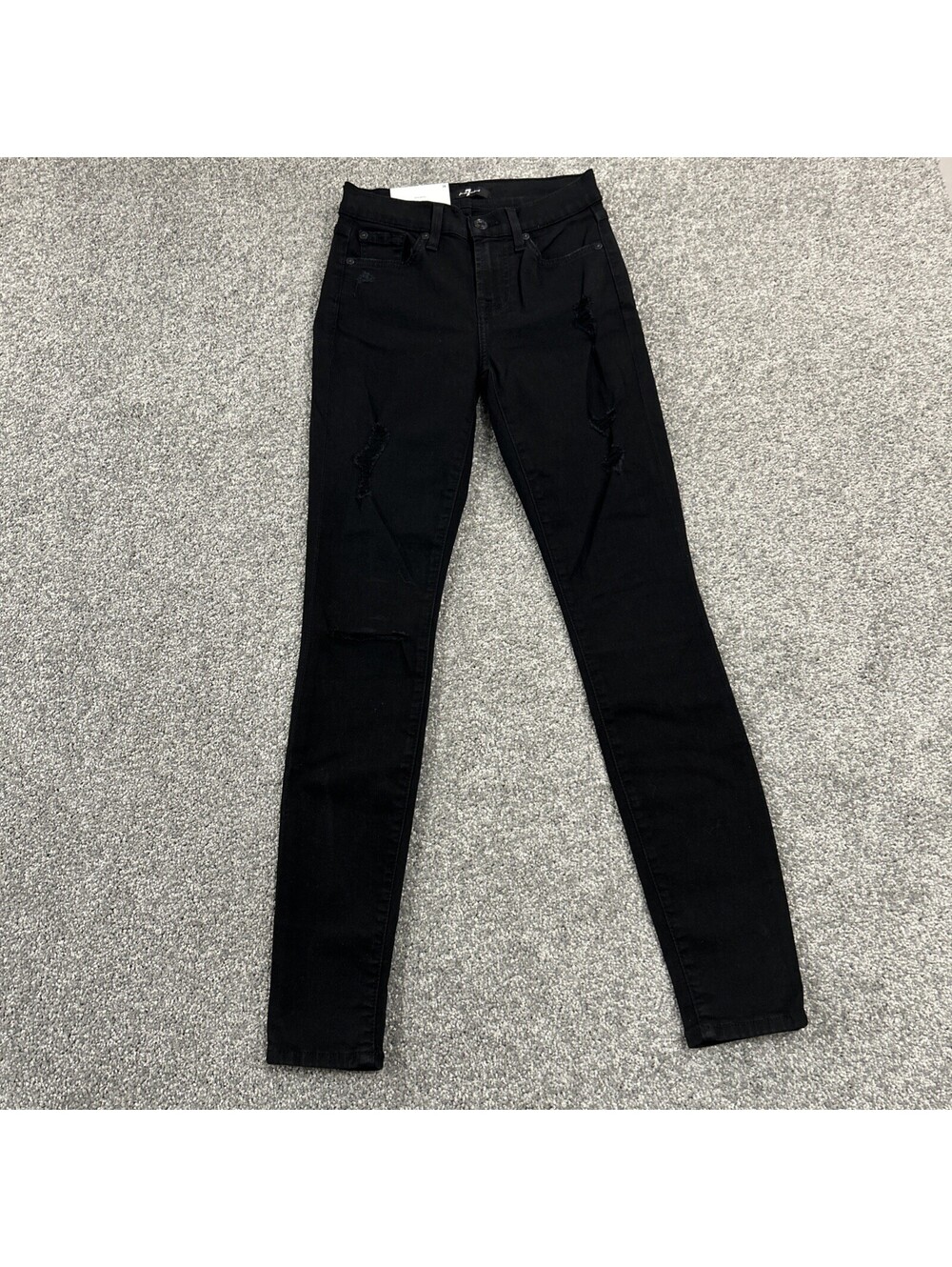 7 For All Mankind Women’s Black Skinny Distressed Jeans Size 24